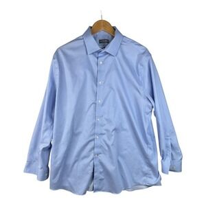 Michael Kors Regular Fit Airsoft Stretch Long Sleeve Button Down‎ size 17.5 Blue